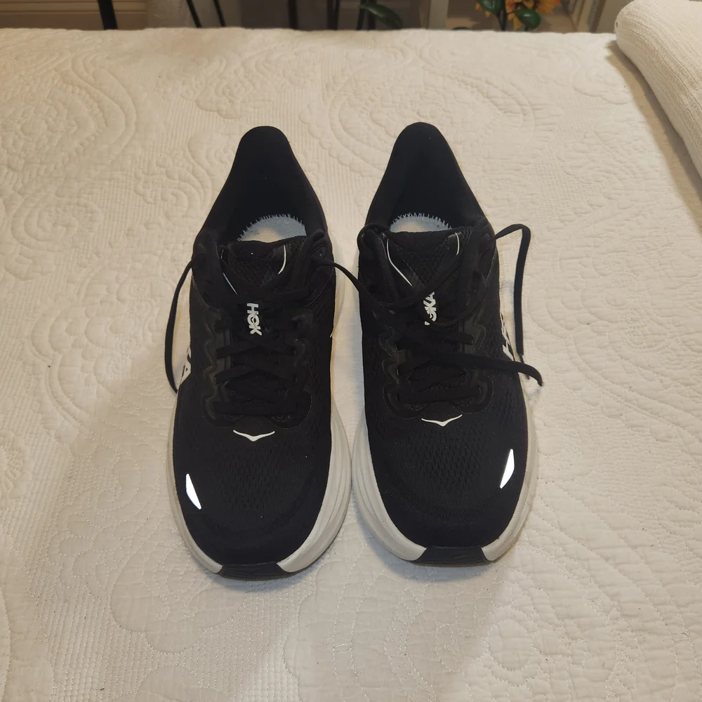 Hoka BONDI 9 Black and White Sneakers